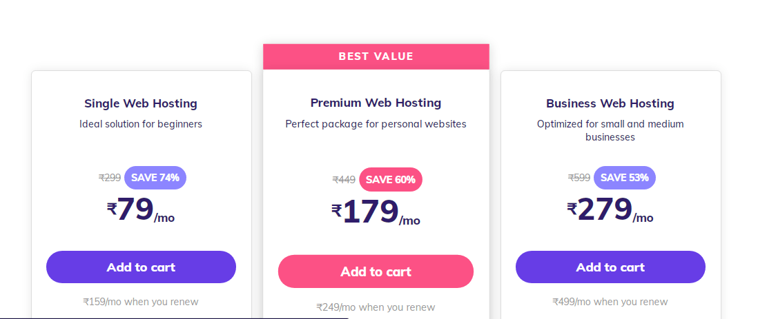 add hosting to cart create website