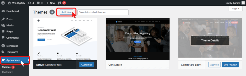 how to change wordpress theme